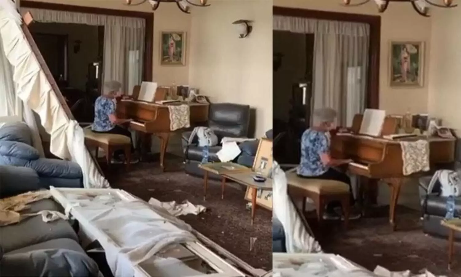 സ്​​േഫാടനം തകർത്ത വീട്ടിൽ ആ മുത്തശ്ശിയെത്തി; പ്രിയപ്പെട്ട പിയാനോയിൽ സാന്ത്വനഗീതം വായിക്കാൻ...