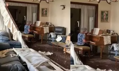 സ്​​േഫാടനം തകർത്ത വീട്ടിൽ ആ മുത്തശ്ശിയെത്തി; പ്രിയപ്പെട്ട പിയാനോയിൽ സാന്ത്വനഗീതം വായിക്കാൻ...