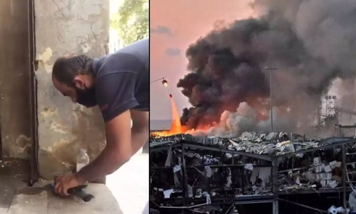 ബൈറൂത്തിൽ കണ്ണ് തകർന്ന പ്രാവിന് വെള്ളം നൽകുന്ന മനുഷ്യൻ; ഇനിയും വറ്റാത്ത പ്രതീക്ഷയുടെ ദൃശ്യം