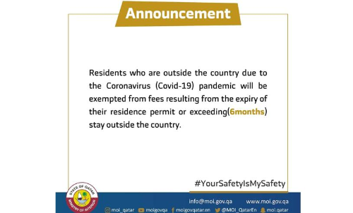 ഖത്തർ: വിദേശങ്ങളിൽ കുടുങ്ങിയവർക്ക് വിസാ കാലാവധി ഫീസ് വേണ്ട