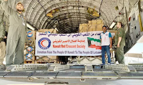 കുവൈത്ത്​ റെഡ്​ ക്രെസൻറ്​ സൊസൈറ്റി ലബനാനിലേക്ക്​ സഹായ വിമാനമയച്ചു