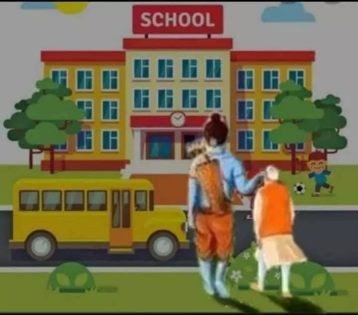 മോദിയെ കിഴുക്കി തരൂർ, ശ്രീരാമൻ ചെവിക്കുപിടിച്ച്​  സ്​കൂളിൽ കൊണ്ടുപോകുന്ന ചിത്രം വൈറൽ