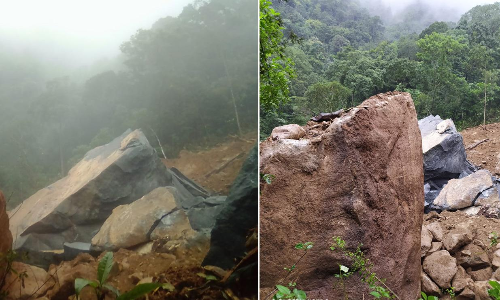മുണ്ടക്കയം വെമ്പാല ടോപ്പിൽ മലയിടിച്ചില്‍