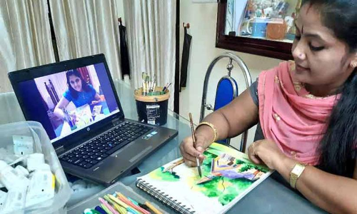 ഇൗ കുട്ടികൾ വര പഠിച്ചത്​ ഓൺലൈനിൽ, ആദ്യ പ്രദർശനവും ഓൺലൈനിൽ- ഉദ്​ഘാടനത്തിന്​ മമ്മൂട്ടിയും