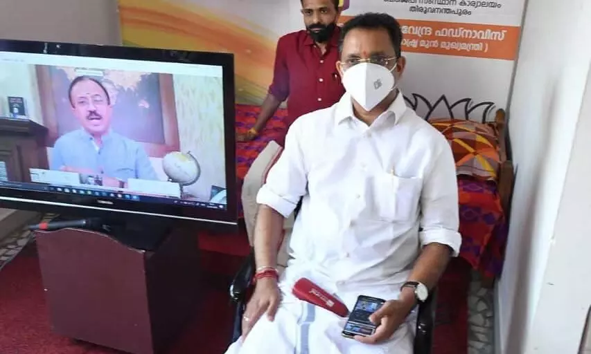 മുഖ്യമന്ത്രിയുടെ രാജിക്കായി കെ. സുരേന്ദ്രൻ ഉപവസിച്ചു