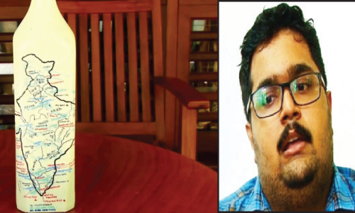 കുപ്പിയിൽ ഇന്ത്യൻ ഭൂപടം വരച്ച് ഭരത്​ ഏഷ്യൻ ബുക്ക് ഓഫ് റെ​േക്കാഡ്​സിൽ