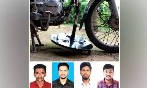 വാ​ഹ​ന​പു​ക​യി​ല്‍നി​ന്ന്​ വൈ​ദ്യു​തി: സാ​േ​ങ്ക​തി​ക​വി​ദ്യ​യു​മാ​യി വി​ദ്യാ​ർ​ഥി​ക​ൾ