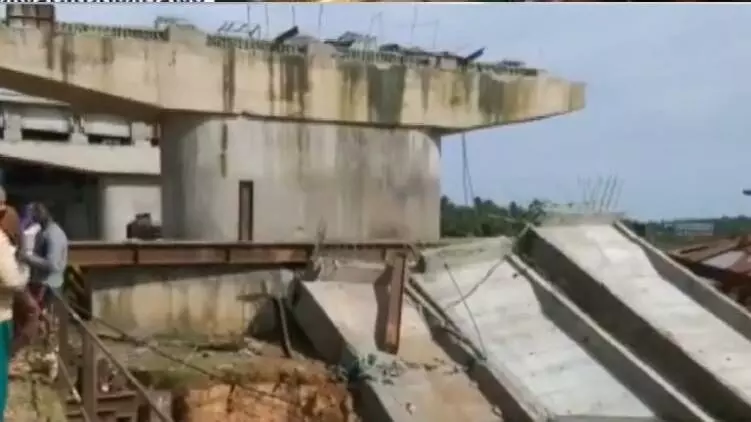 തലശ്ശേരി-മാഹി ബൈപ്പാസിലെ പാലത്തിന്‍റെ ബീമുകൾ തകർന്നുവീണു