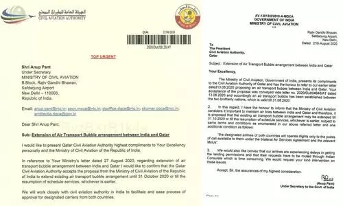 ആശ്വാസം, ഖത്തർ-ഇന്ത്യ എയർബബ്​ൾ കരാർ ഒക്​ടോബർ 31 വരെ നീട്ടി