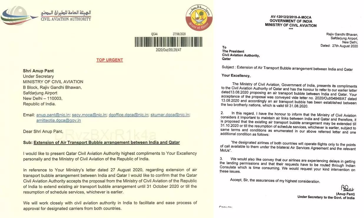 ആശ്വാസം, ഖത്തർ-ഇന്ത്യ എയർബബ്​ൾ കരാർ ഒക്​ടോബർ 31 വരെ നീട്ടി