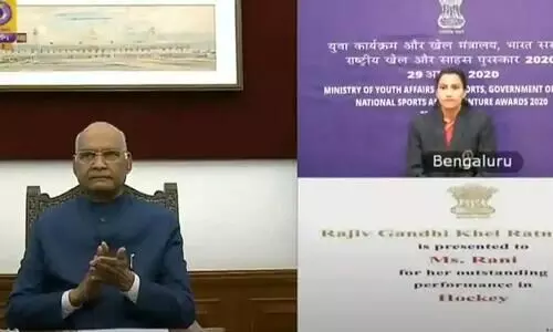 വെർച്വലായി പുരസ്​കാര വിതരണം: ജിൻസി ഫിലിപ്​ ധ്യാൻചന്ദ്​ പുരസ്​കാരം ഏറ്റുവാങ്ങി