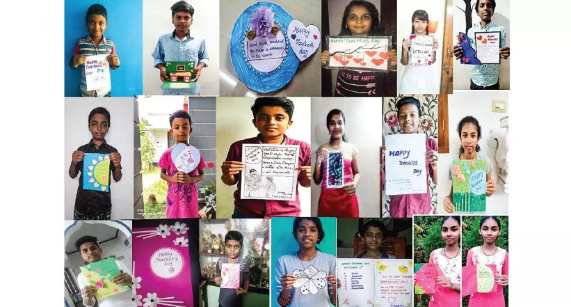 അധ്യാപക ദിനാചരണം: അ​ധ്യാ​പ​ക​ര്‍ക്കും മ​ന്ത്രി​ക്കും വി​വി​ധ ഭാ​ഷ​ക​ളി​ല്‍ ആ​ശം​സ കാ​ർ​ഡു​മാ​യി വി​ദ്യാ​ർ​ഥി​ക​ൾ