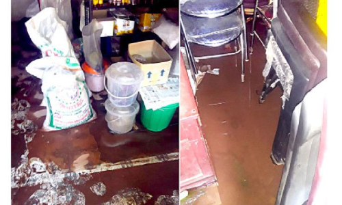 ഓട പണിയാതെ റോഡ് നിർമാണം: വ്യാപാരസ്ഥാപനങ്ങളിൽ വെള്ളം കയറി