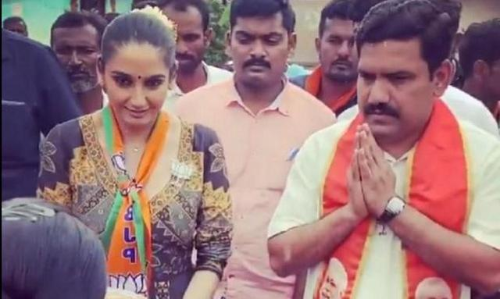 മ​യ​ക്കു​മ​രു​ന്നു കേ​സി​ൽ അ​റ​സ്റ്റി​ലാ​യ നടി പ്രചാരണത്തിൽ;  ബി.ജെ.പി വെട്ടിൽ