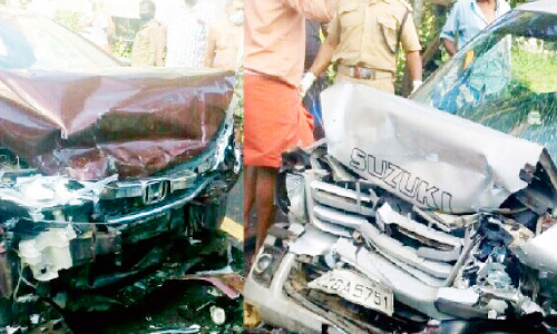 കാറുകള്‍ കൂട്ടിയിടിച്ച് മൂന്ന​ുപേര്‍ക്ക് പരിക്ക്