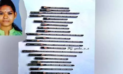 പെൻസിലിൽ ധീര സൈനികരുടെ പേരു കൊത്തി; യദുപ്രിയക്ക്​ ഇന്ത്യ ബുക്ക് ഓഫ് റെക്കോഡ്സിൽ ഇടം