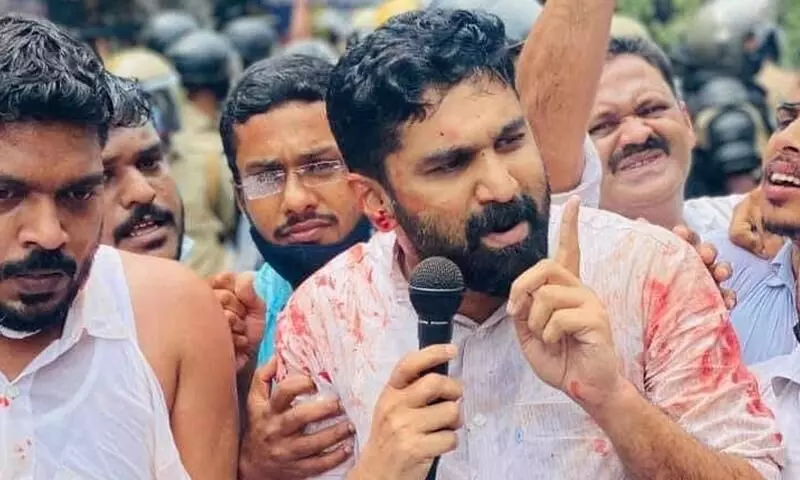 VT Balram MLA at Youth Congress March