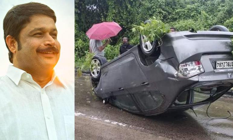 എം.വി. നികേഷ് കുമാർ സഞ്ചരിച്ച കാർ തലകീഴായി മറിഞ്ഞു; പരിക്കില്ല എം.വി. നികേഷ് കുമാർ സഞ്ചരിച്ച കാർ തലകീഴായി മറിഞ്ഞു; പരിക്കില്ല