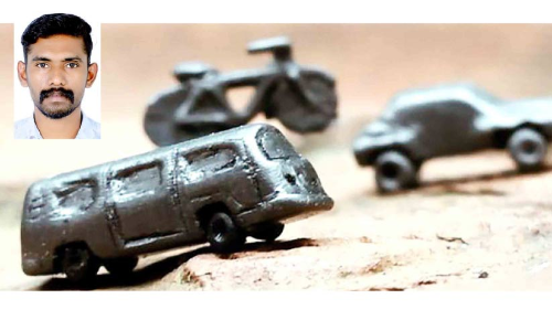 പെൻസിൽ മുനയിൽ ശിൽപങ്ങൾ തീർത്ത് അൻസു