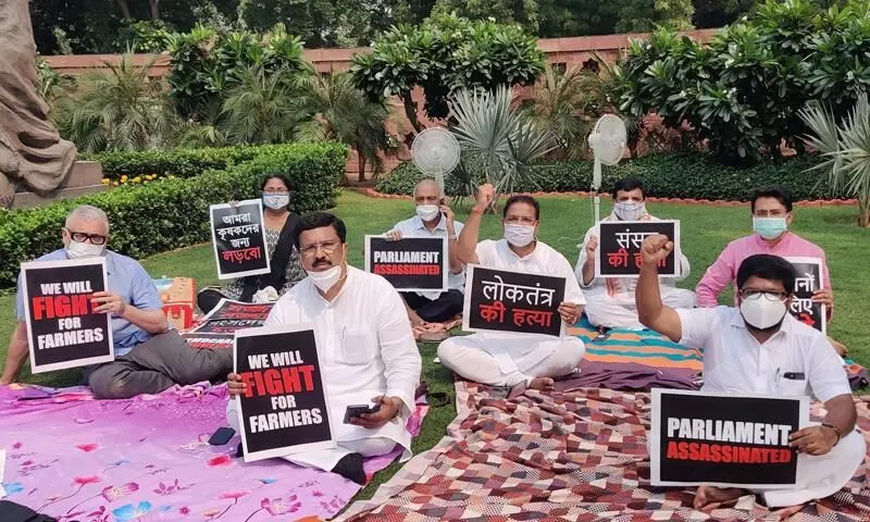 Opposition members protest