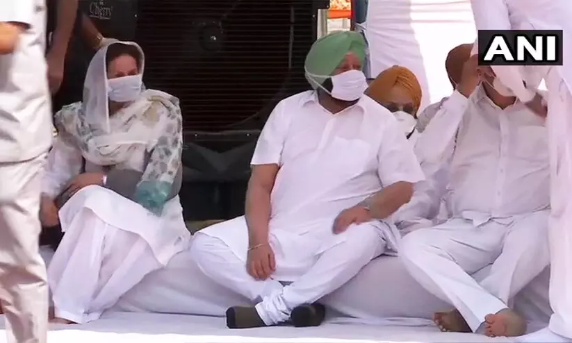 കർഷക പ്രക്ഷോഭത്തെ പിന്തുണച്ച് പഞ്ചാബ് മുഖ്യമന്ത്രിയുടെ ധർണ