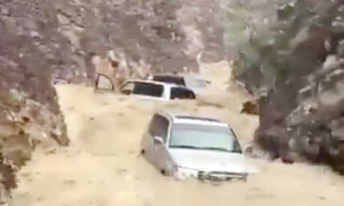 വാദി ഷീസിൽ കനത്ത മഴ: വാഹനങ്ങൾ ഒഴുക്കിൽപ്പെട്ടു