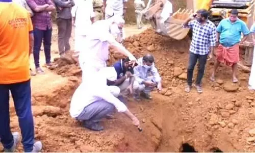 Large cave during road work