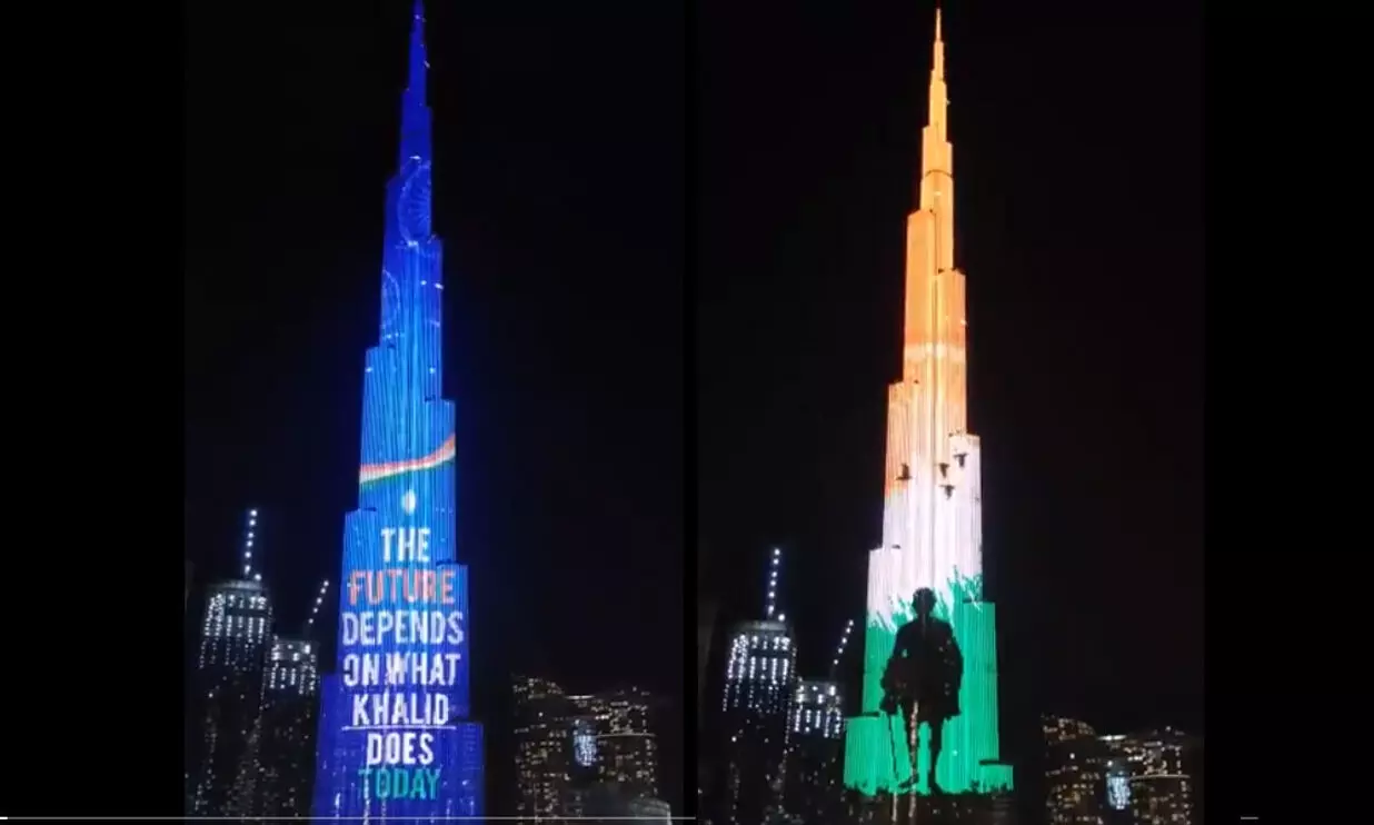 ജന്മദിനത്തിൽ ഗാന്ധിജിക്ക്​ ആദരമർപ്പിച്ച്​ ബുർജ്​ ഖലീഫ