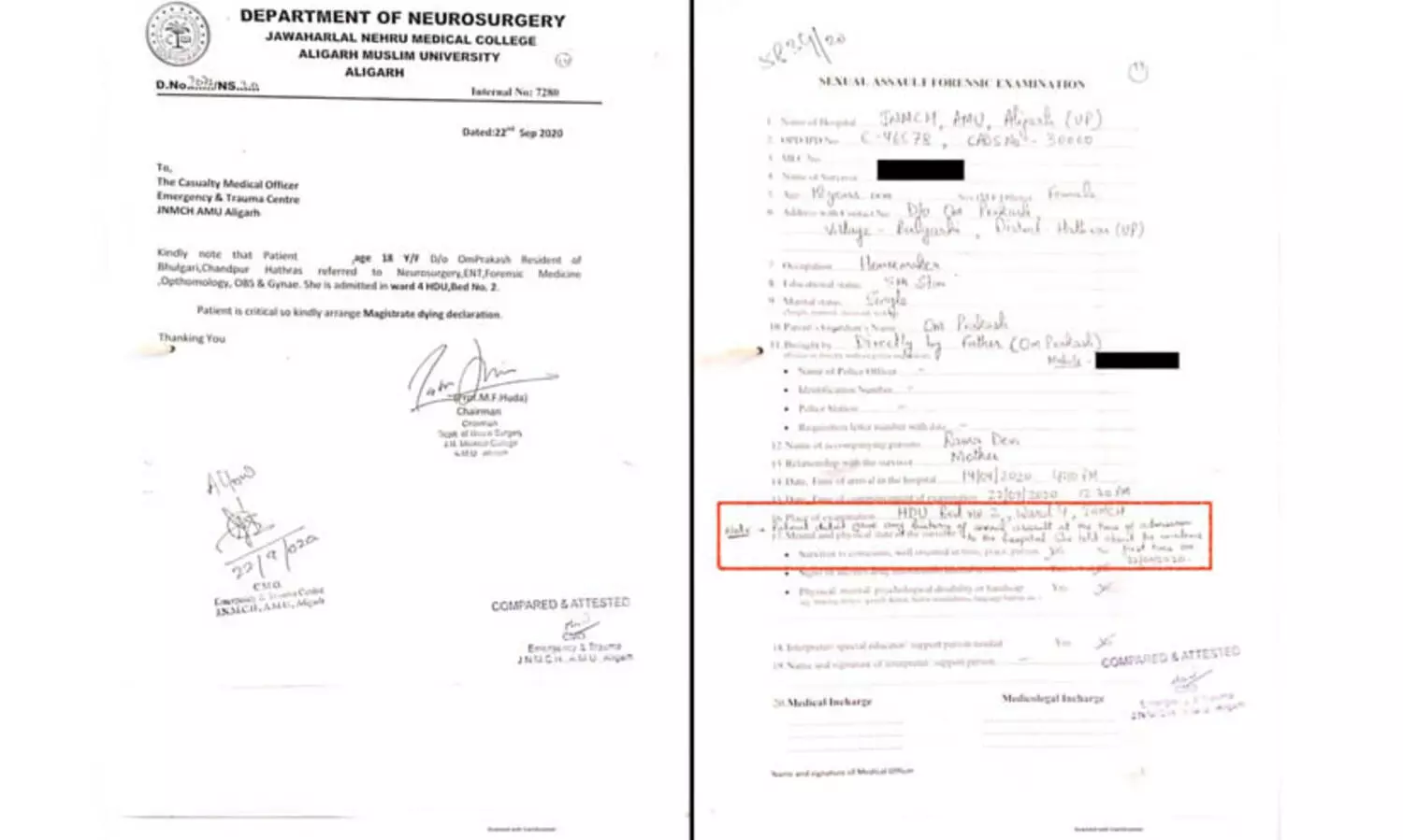 യു.പി പൊലീസി​െൻറ വാദത്തിന് തിരിച്ചടി; ഹാഥറസ് പെണ്‍കുട്ടി ബലാത്സംഗം ചെയ്യപ്പെട്ടിരുന്നെന്ന് പ്രാഥമിക റിപ്പോര്‍ട്ട്