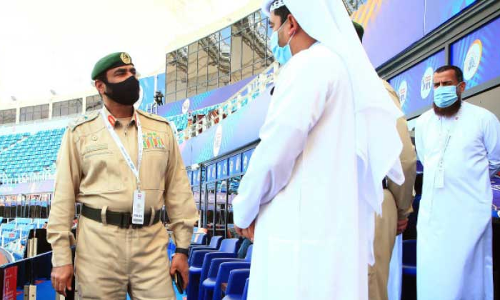 പൊ​ലീ​സ്​ മേ​ധാ​വി​ക​ൾ ദുബൈ സ്​​റ്റേ​ഡി​യ​ത്തി​ലെ​ത്തി