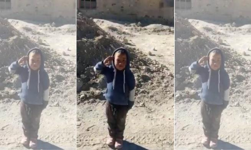 സൈനികർക്ക്​ കുഞ്ഞ്​ നംഗ്യാലി​െൻറ ഉശിരൻ സല്യൂട്ട്​; വൈറലായി വീഡിയൊ