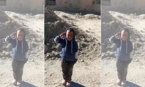 സൈനികർക്ക്​ കുഞ്ഞ്​ നംഗ്യാലി​െൻറ ഉശിരൻ സല്യൂട്ട്​; വൈറലായി വീഡിയൊ