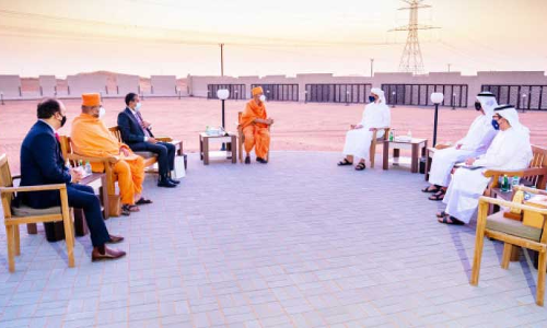 അബൂ മുറൈഖയിലെ ക്ഷേത്ര നിർമാണം മന്ത്രി വിലയിരുത്തി