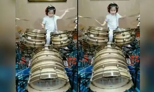 അഞ്ചുവയസുകാരിക്കെന്താ ഇങ്ങനെ ഡ്രം സെറ്റ്​ വായിക്കാൻ പാടി​ല്ലേ... അവിശ്വസനീയമെന്ന്​ ട്വിറ്റർ