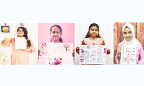 സ്​​ത​നാ​ർ​ബു​ദ ബോ​ധ​വ​ത്ക​ര​ണ​വു​മാ​യി ഇ​ന്ത്യ​ന്‍ സ്​​കൂ​ള്‍ വി​ദ്യാ​ര്‍ഥി​ക​ള്‍