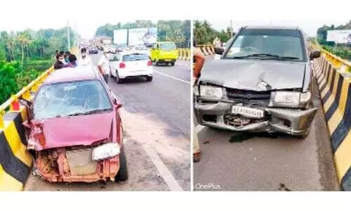 കാറുകൾ കൂട്ടിയിടിച്ച്​ മൂന്ന്​ പേർക്ക് പരിക്ക്