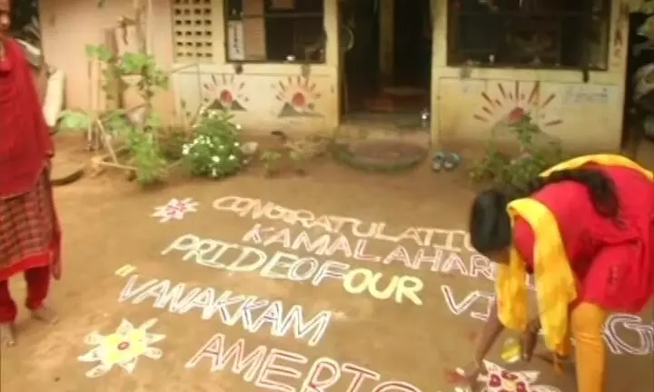 കമലയുടെ ചരിത്രനേട്ടം ഉത്സവമാക്കി തിരുവാരൂർ ഗ്രാമം