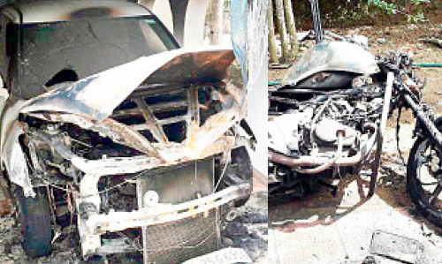 എസ്.ഐയുടെ വീട്ടുമുറ്റത്തെ വാഹനങ്ങള്‍ക്ക് തീവെച്ചു