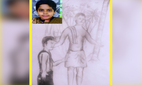 പാഠഭാഗത്തിലെ കഥക്ക്​ ചിത്രഭാഷ്യമൊരുക്കി കൊച്ചുകലാകാരൻ