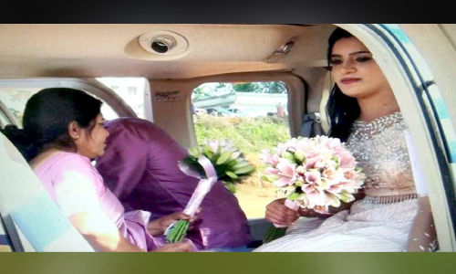 കോവിഡി​നെ തോൽപ്പിച്ച്​​ വധു പറന്നു; ഹെലികോപ്​ടറിൽ