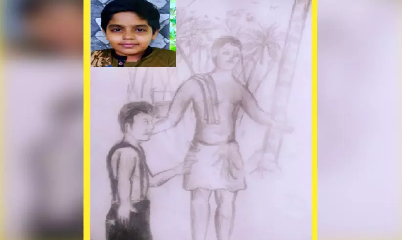 പാഠഭാഗത്തിലെ കഥക്ക്​ ചിത്രഭാഷ്യമൊരുക്കി കൊച്ചുകലാകാരൻ