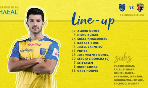 പ്ലെയിങ്​ ഫോർ​മാഷൻ അടിമുടി മാറ്റി വികുന; സഹലും പ്രശാന്തും പുറത്ത്​, ആദ്യ ഇലവനിൽ മലയാളി താരങ്ങളില്ല