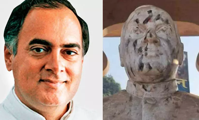 വാരാണസിയിൽ രാജീവ് ഗാന്ധി പ്രതിമ വികൃതമാക്കി; സംഭവം നരേന്ദ്ര മോദി എത്താനിരിക്കവേ വാരാണസിയിൽ രാജീവ് ഗാന്ധി പ്രതിമ വികൃതമാക്കി; സംഭവം നരേന്ദ്ര മോദി എത്താനിരിക്കവേ