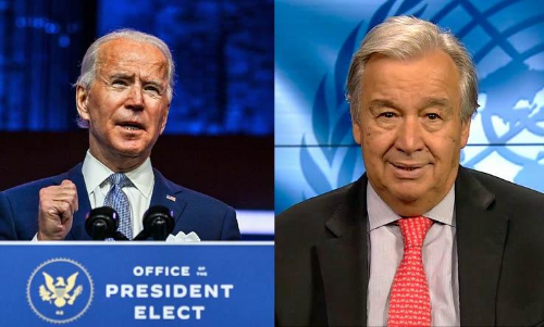 അ​മേ​രി​ക്ക​യും ​െഎ​ക്യ​രാ​ഷ്​​ട്ര സ​ഭ​യും ബ​ന്ധം മെ​ച്ച​പ്പെ​ട​ു​ത്ത​ണ​മെ​ന്ന്​ ബൈ​ഡ​നും ഗു​െ​ട്ട​റ​സും