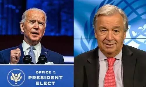 അ​മേ​രി​ക്ക​യും ​െഎ​ക്യ​രാ​ഷ്​​ട്ര സ​ഭ​യും ബ​ന്ധം മെ​ച്ച​പ്പെ​ട​ു​ത്ത​ണ​മെ​ന്ന്​ ബൈ​ഡ​നും ഗു​െ​ട്ട​റ​സും