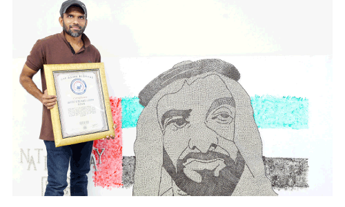 17,000 സ്​ക്രൂവിനാൽ ശൈഖ്​ സായിദിനെ വരച്ച്​ സെയ്​ദ്​ ഷാഫി