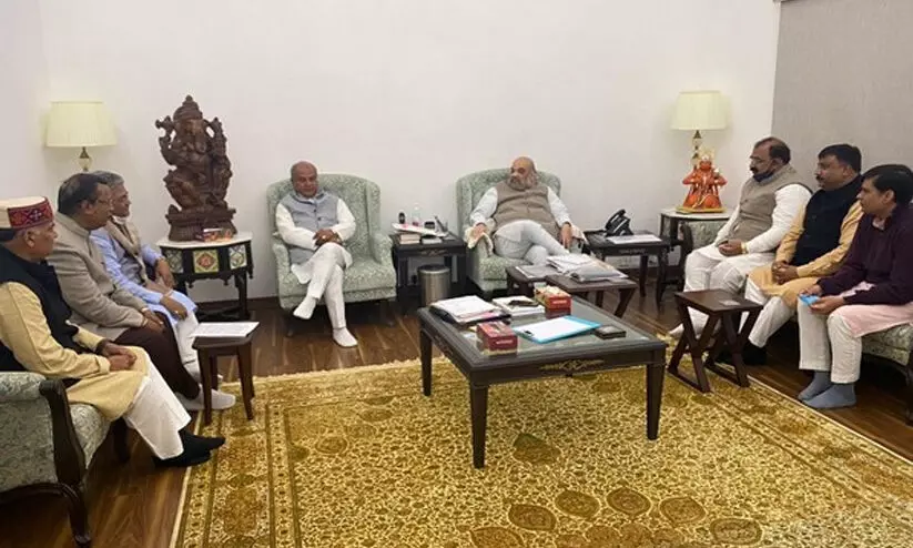 Union Ministers Narendra Singh Tomar, Som Parkash meet Amit Shah