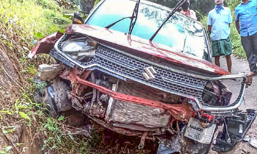 ചെ​റു​തോ​ണി ഡബിൾ കട്ടിങ്ങിന് സമീപം കാർ മറിഞ്ഞു; രണ്ടുപേർക്ക്​ പരിക്ക്