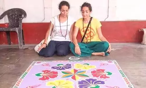 french sisters rangoli