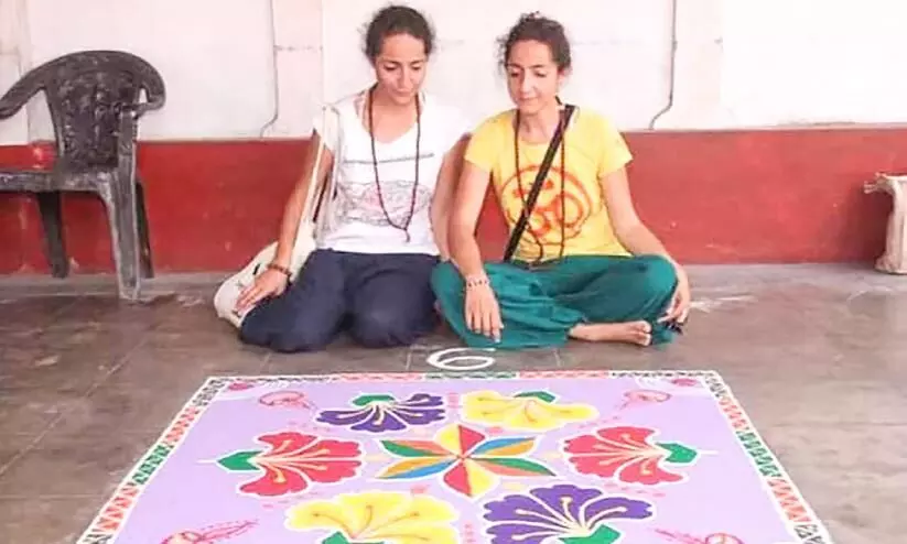 french sisters rangoli